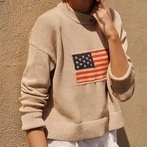 Tuckernuck Beige Sweater with Flag Design